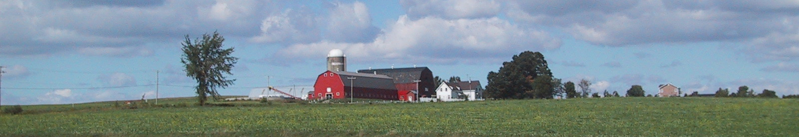 Red Barn on Farm in Distance