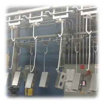 Parts Hanging from Power Overhead Conveyor